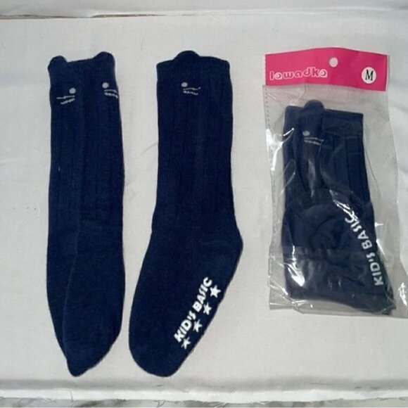 Socks Grip Non-Slip Bottoms Toddler Socks Knee High Cat Face Whiskers Kitten - Picture 1 of 6